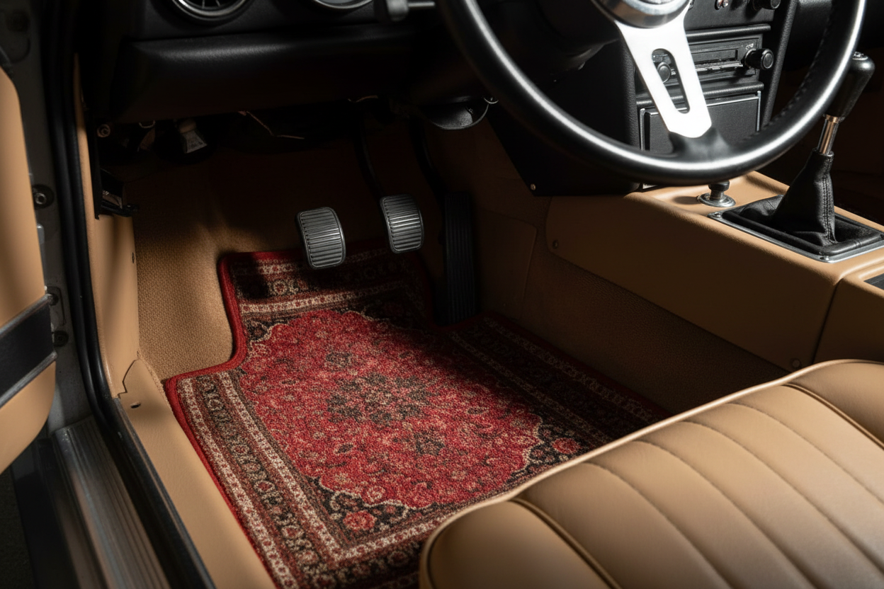 Car mat in Alfa Romeo Spider with depth lighting