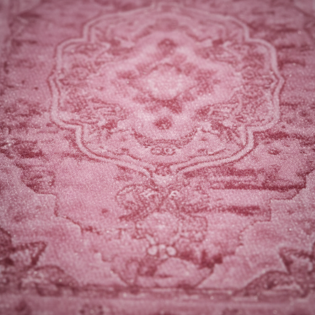 Close-up of Qum Rose oriental car mat showing intricate ethnic Persian medallion pattern and premium weave